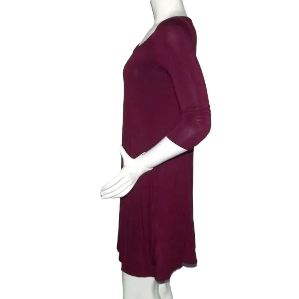 Lulus Jersey Swing Dress, S, Wine Red, 3/4 sleeve, Mini Length, Pockets - Picture 8 of 12